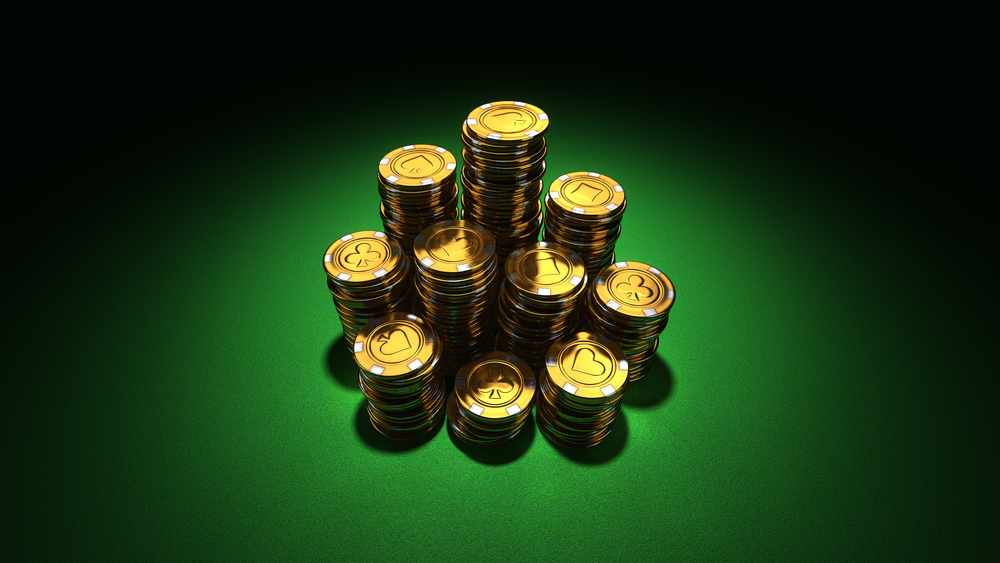 Gold Coins on green background